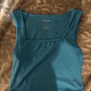 SHEIN Blue Ribbed Tank Top